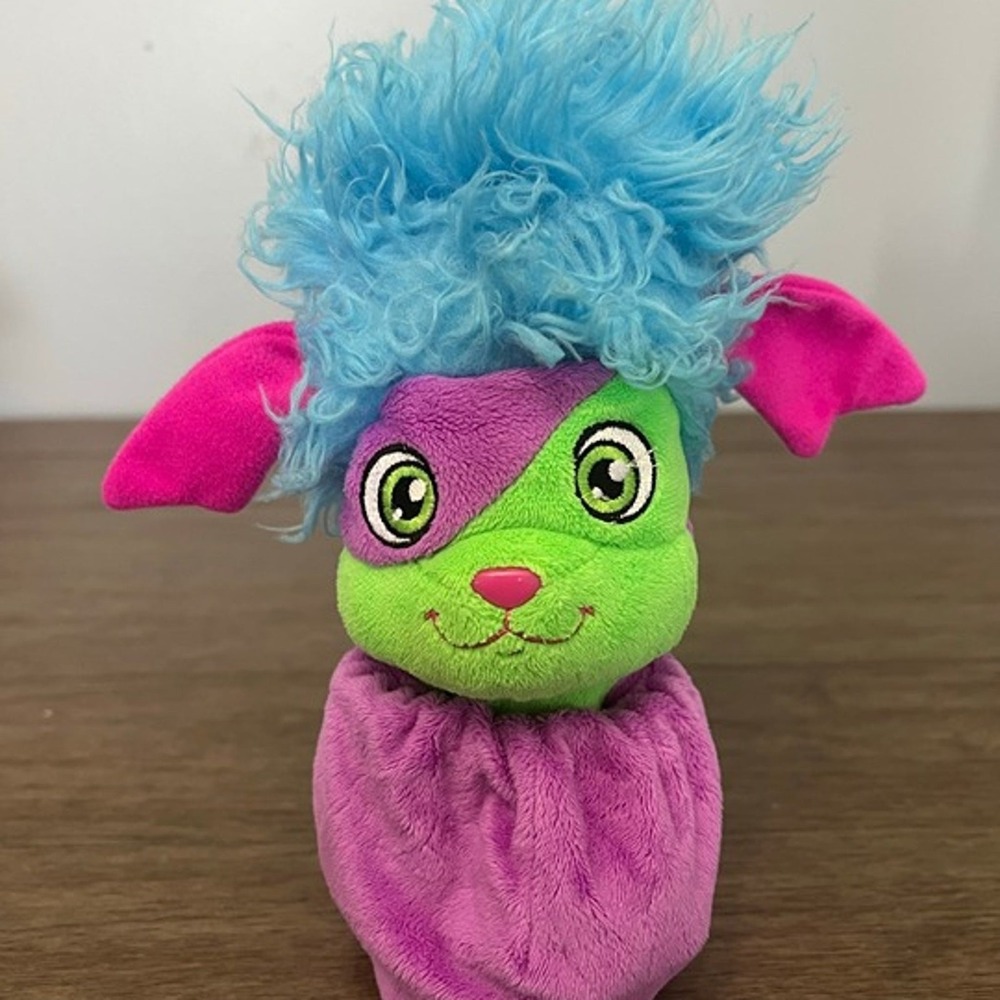 Popples Yikes Plush Spin Master 2015 Purple Green Blue Hair Stuffed Toy 9"